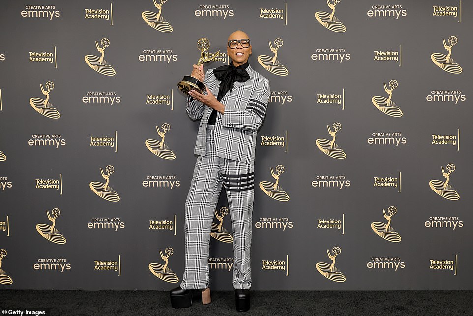 A legend in his own time: Meanwhile, RuPaul, who that evening won an Emmy for Creative Arts for Outstanding Host of a Reality Show or Quiz for his show RuPaul's Drag Race, triumphed with his trophy