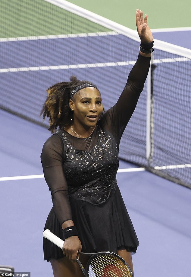 End of an era: Williams bid farewell to the fans after losing her third-round match at the US Open on Friday, which looks set to be the final of her career after announcing that she will progress away from tennis in August; She was photographed at the USTA Billie Jean King National Tennis Center in Queens, New York