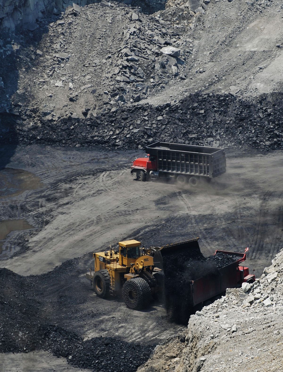 A June 12, 2008 photo shows coal being loaded onto a truck at a coal mine atop Mount Kayford in West Virginia. (Mandel Ngan/AFP/Getty Images)